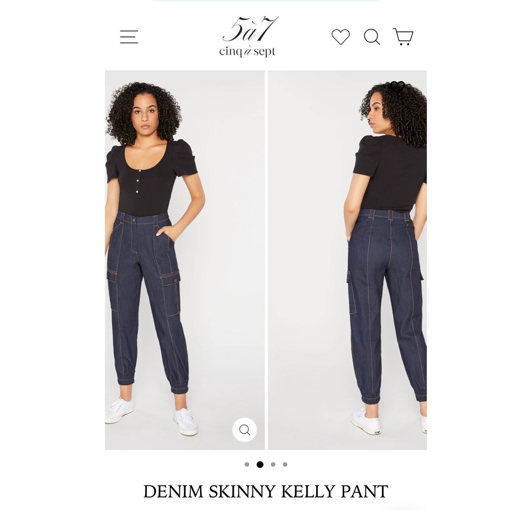 Cinq a Sept Kelly Cargo Denim Pants Women's‎ Size 4 Dark Wash